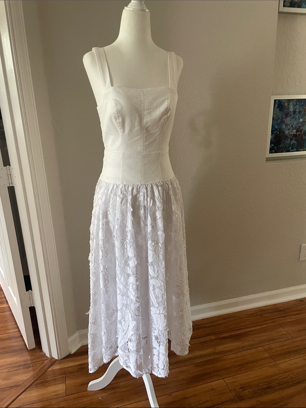 Anthropology purchased White Lace Dress with Square Neck & cute tie back